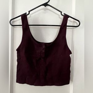 deep purple ripped button tank. Buttons can open